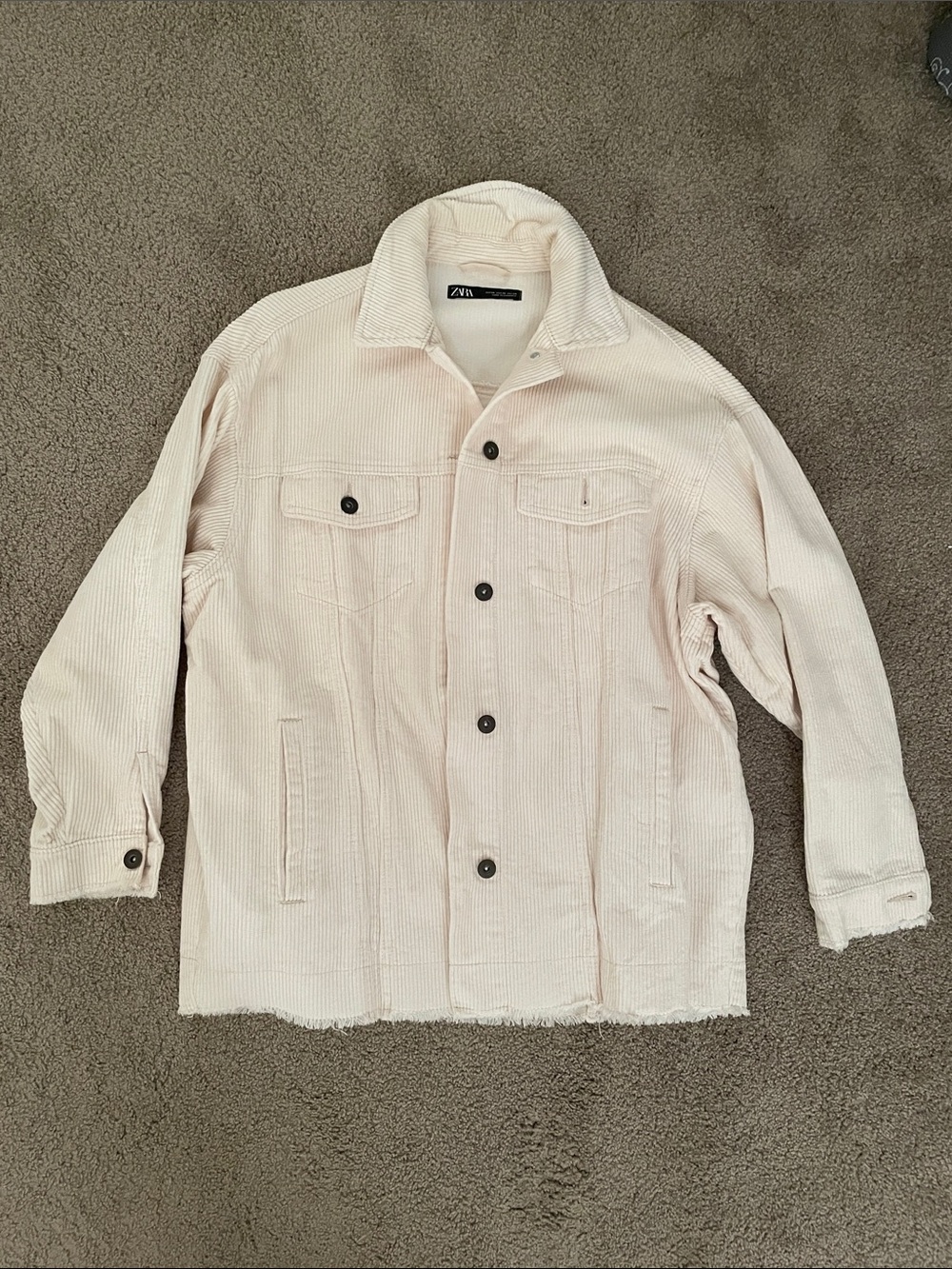 Zara Off-White Corduroy Shirt Jacket